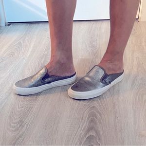 Vans silver mules size 7.5